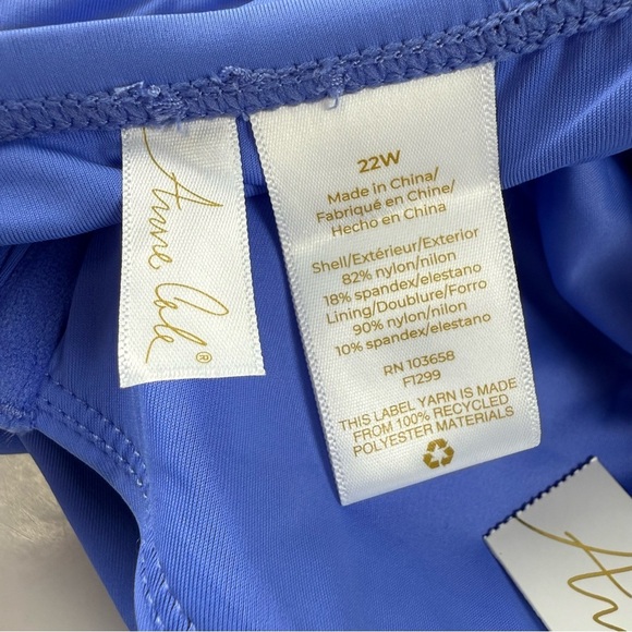 Anne Cole Tankini Swim Top Womens 22W Periwinkle Blue Ruched Underwire Plus Size - Picture 5 of 11